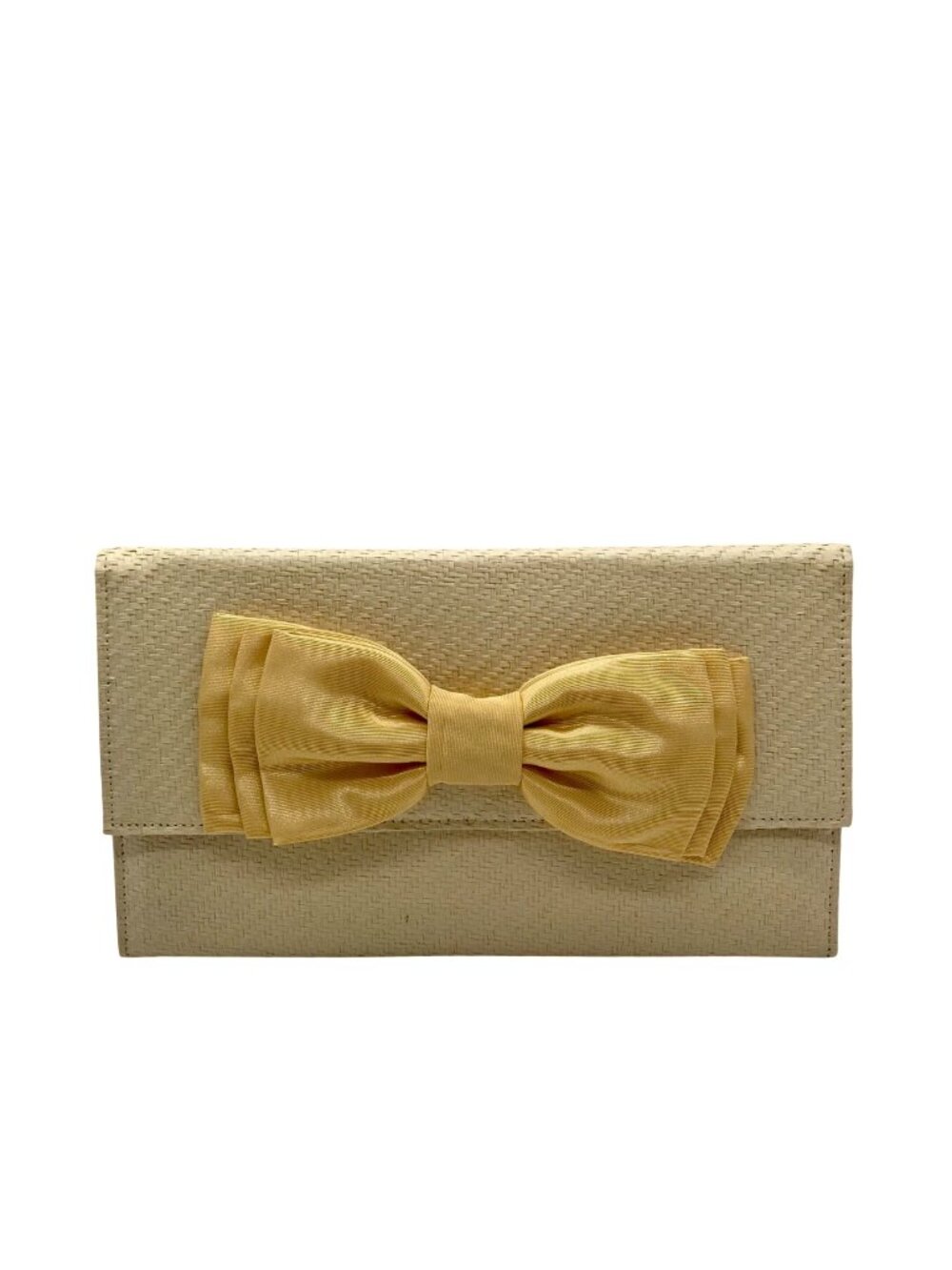 Leslie Dasch Beige Cabana Clutch Straw Bag